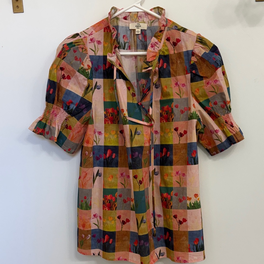 Entro Multicolor Patchwork Blouse - image 1